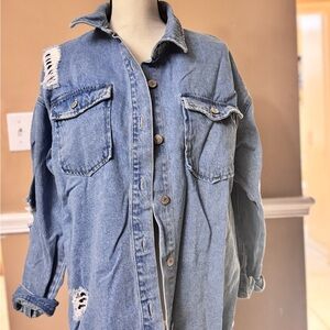 Distressed Denim Jacket Forever21